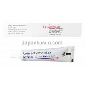 デリヴァ　エムエス,　アダパレンジェル微粒子 0.1% 15g, 製造元：Glenmark,箱,チューブ